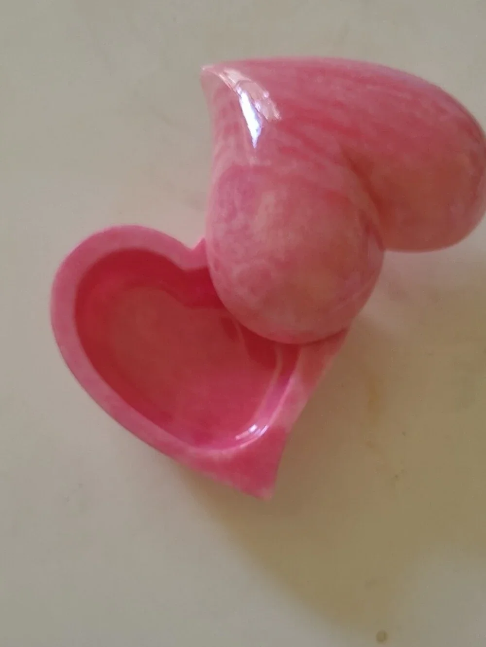 Pink Heart Shape Marble Jewery Box